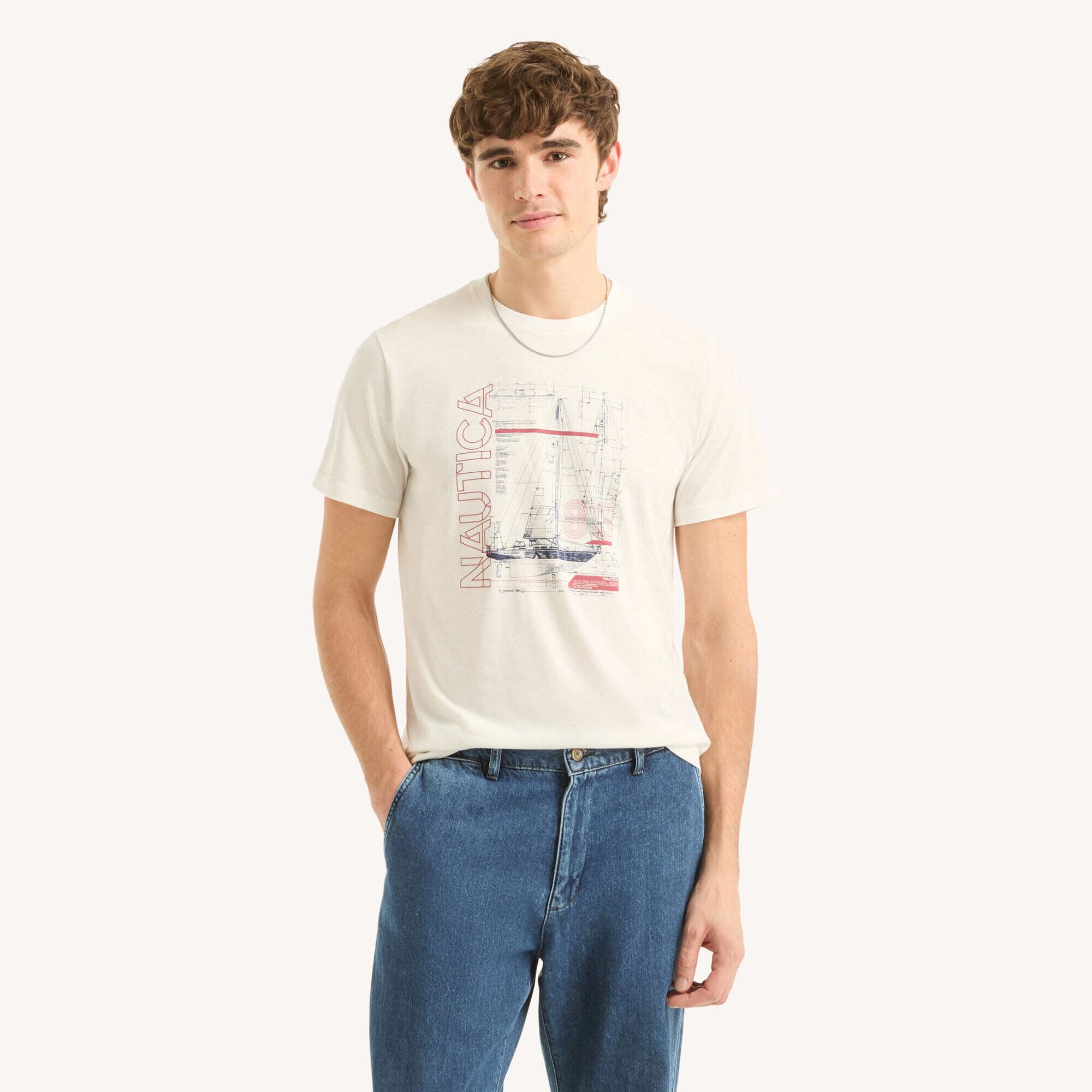Sailing Graphic T-Shirt,Sail White,large