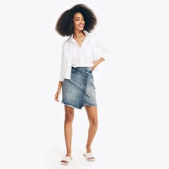 NAUTICA JEANS CO. ASYMMETRICAL DENIM SKIRT,Angel Blue,large