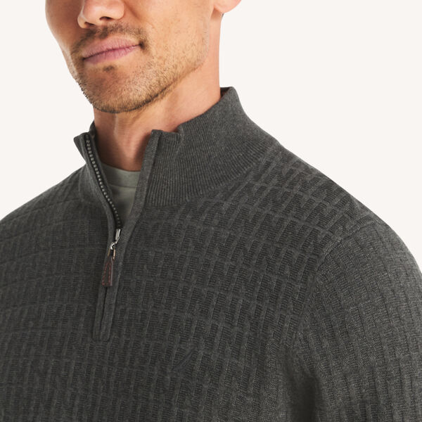 Textured Logo Quarter-Zip Sweater