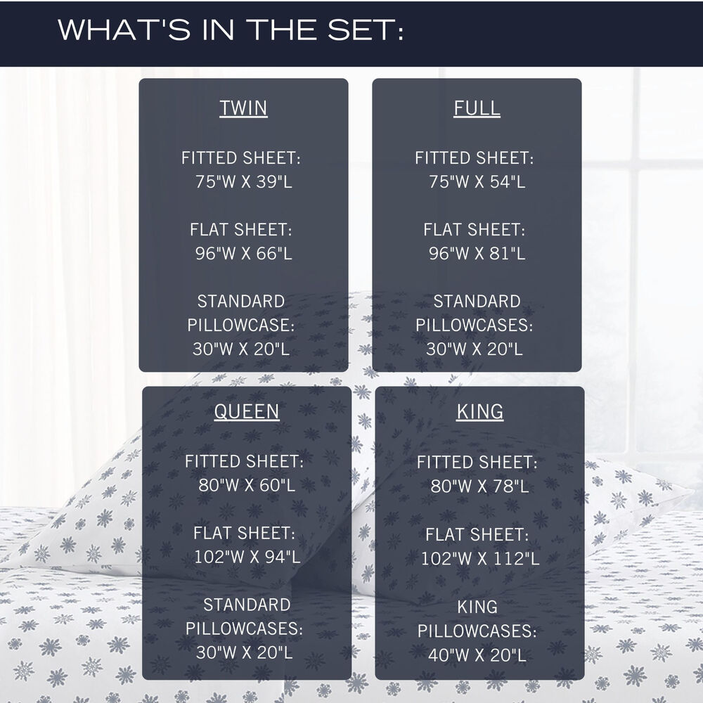 Snowflake Toss Print Full Flannel Sheet Set,Bali Bliss,large