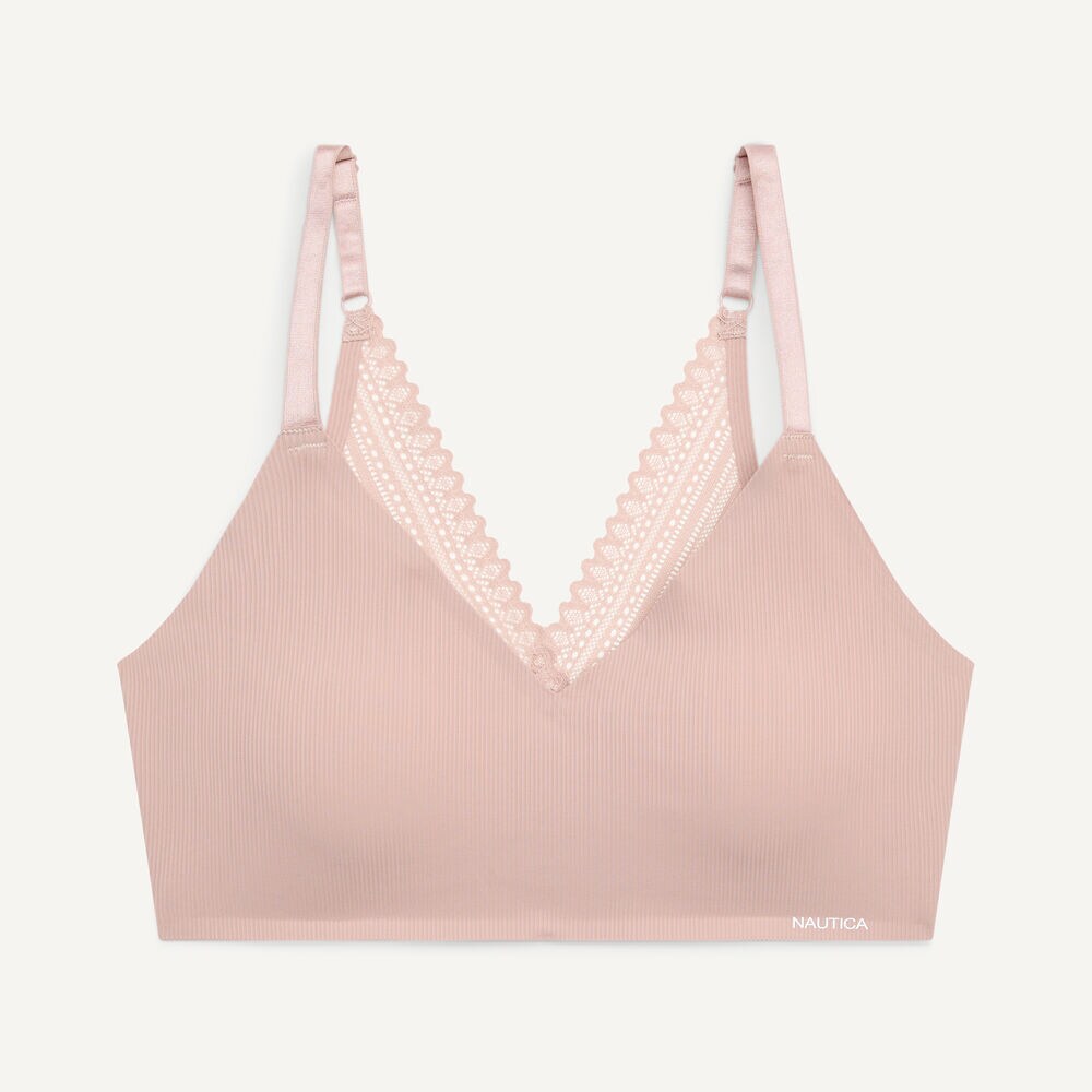 Lace Trimmed Ribbed Bra, 3-Pack,Workshirt Blue,large