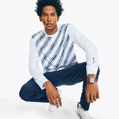 NAVTECH LOGO-STRIPE LONG-SLEEVE T-SHIRT,Bright White,large