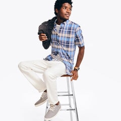 Sustainably Crafted Plaid Short-Sleeve Shirt,Bolt Blue,large