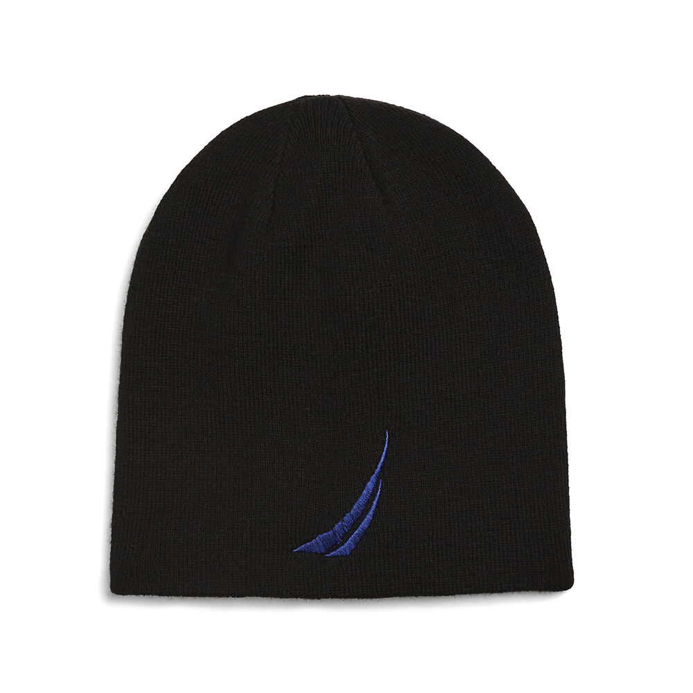 REVERSIBLE LOGO BEANIE,True Black,large