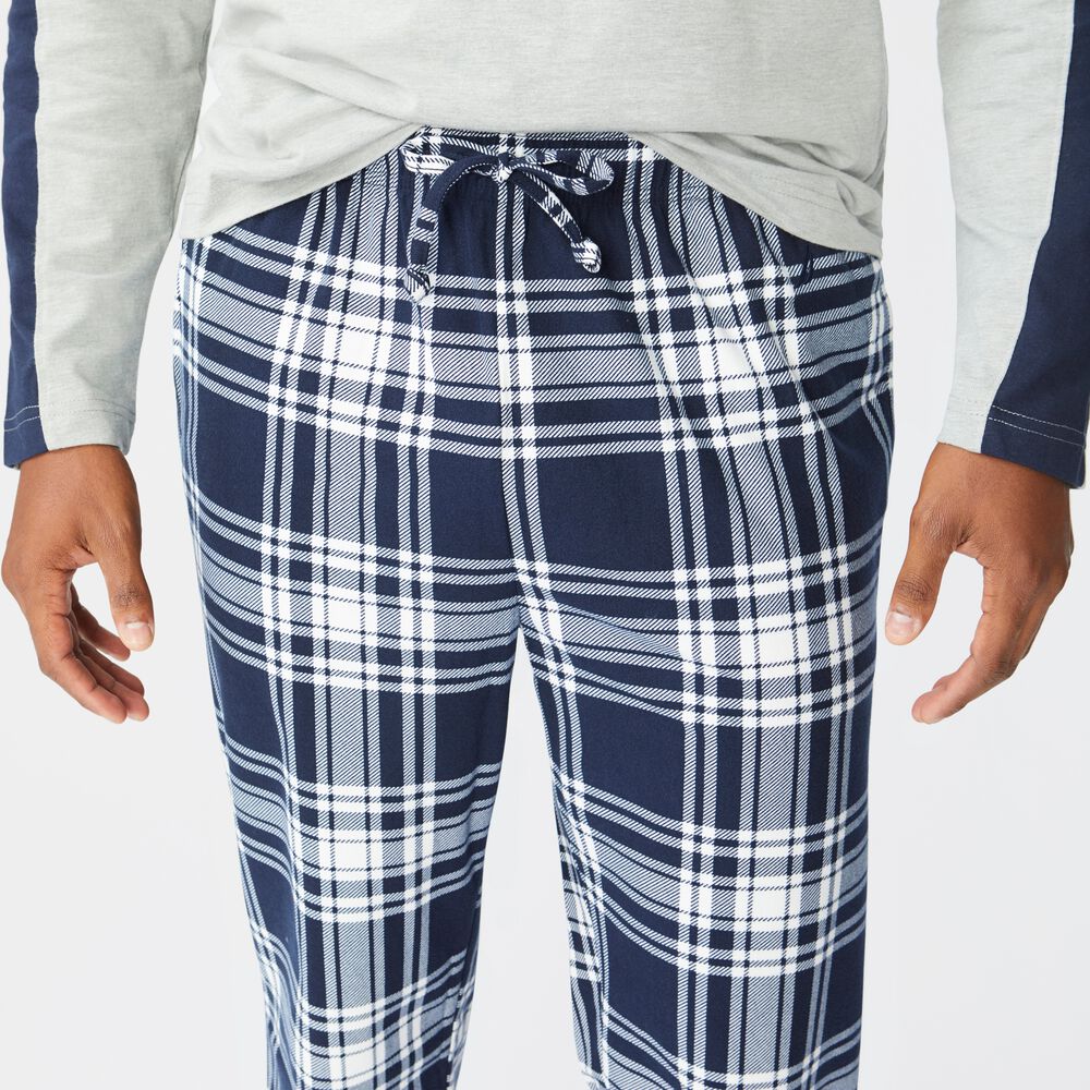 PLAID FLEECE SLEEP PANT,Navy,large
