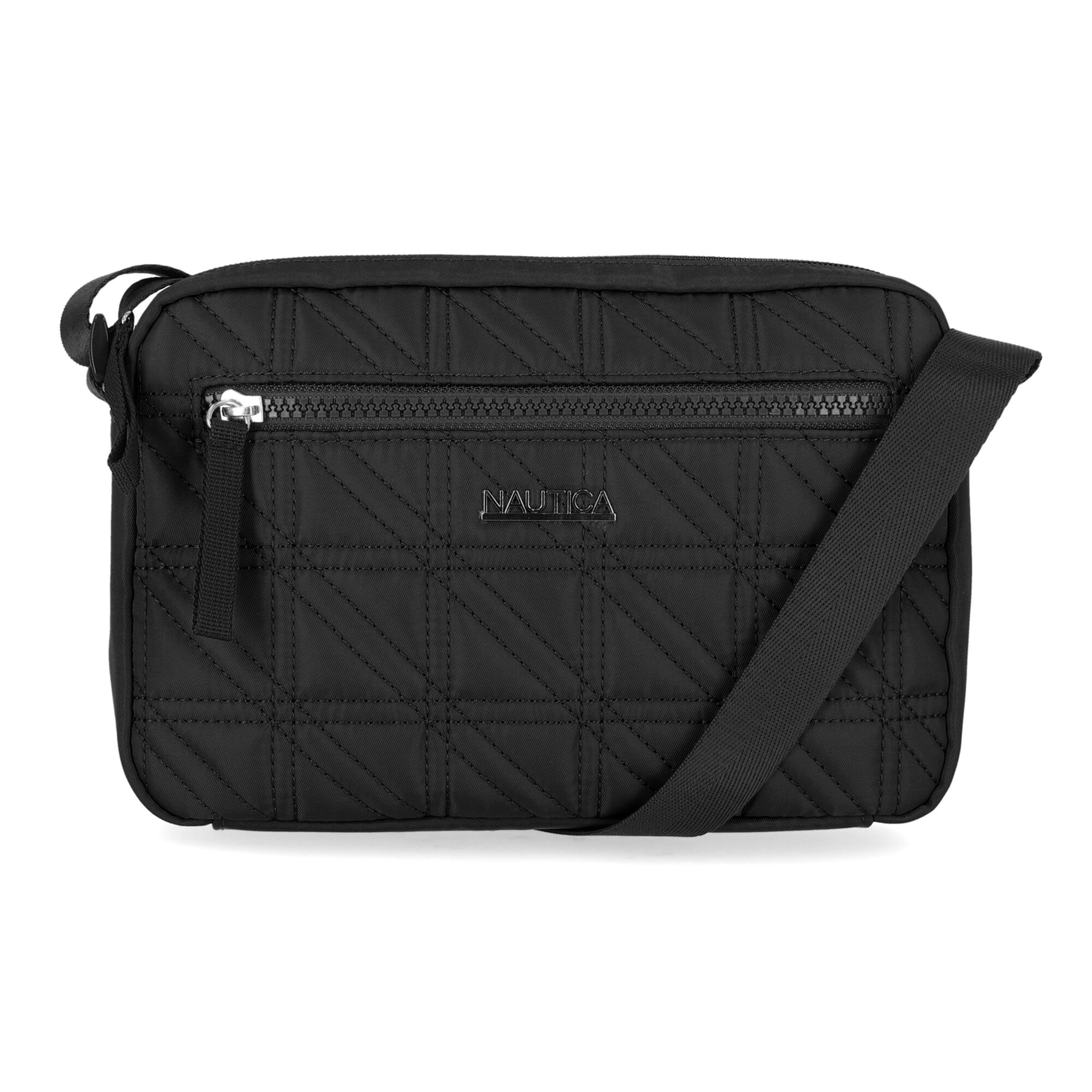Quilted Camera Crossbody Bag,Black,large