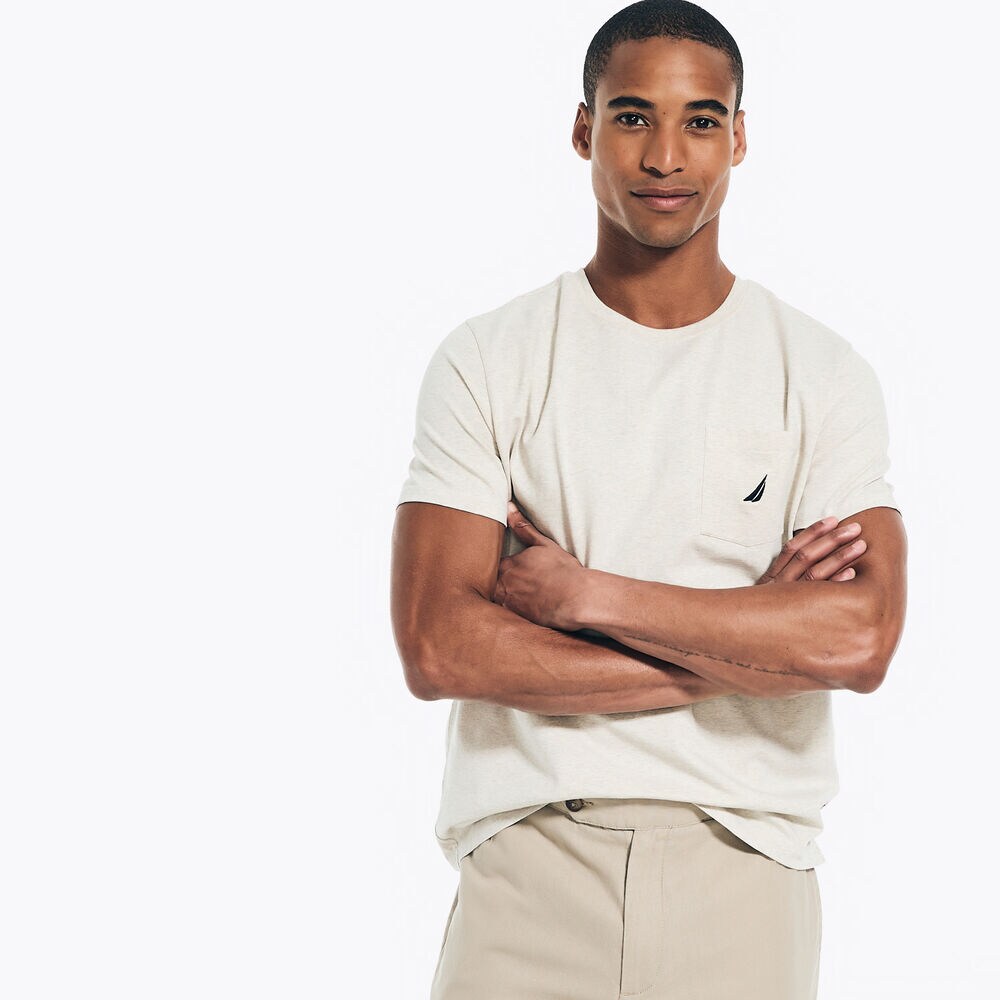 Deck Pocket T-Shirt,Oatmeal Heather,large