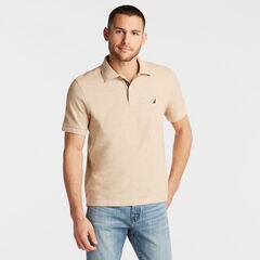 BIG & TALL STRETCH MESH POLO,Camel Heather,large
