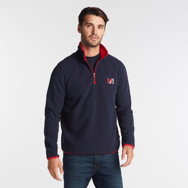 BIG & TALL QUARTER ZIP NAUTEX FLEECE PULLOVER - Navy