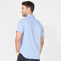 WRINKLE-RESISTANT GINGHAM SHORT-SLEEVE SHIRT,Rolling River Wash,large