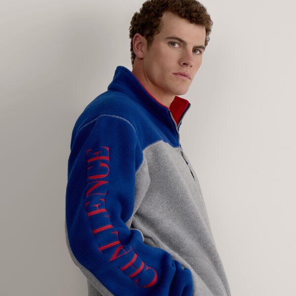 Color Blocked Logo Quarter-Zip Fleece