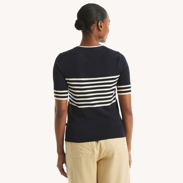 Striped Short-Sleeve Sweater