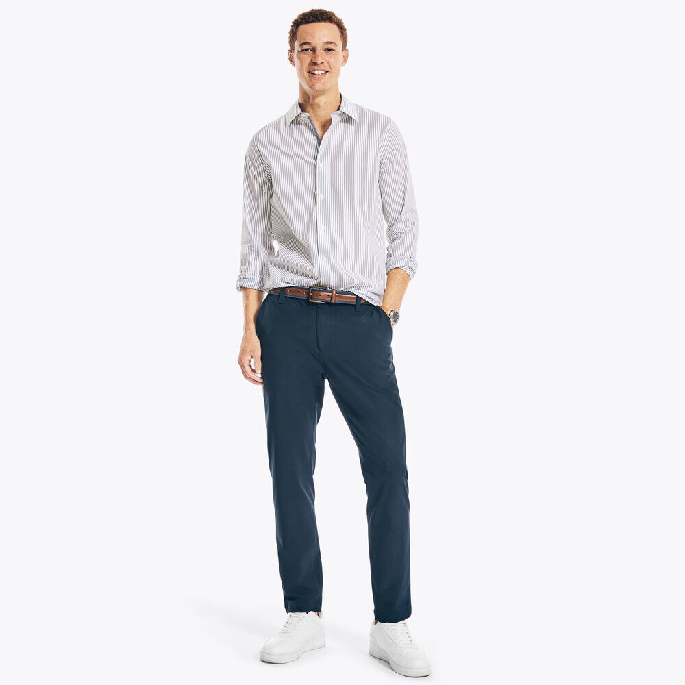 NAVTECH TRIM FIT STRIPED SHIRT,Bright White,large