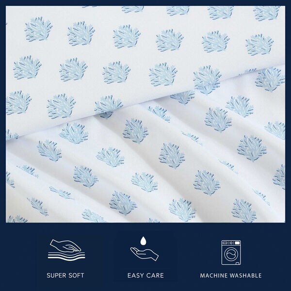 Coastal Coral Blue Full Sheet Set