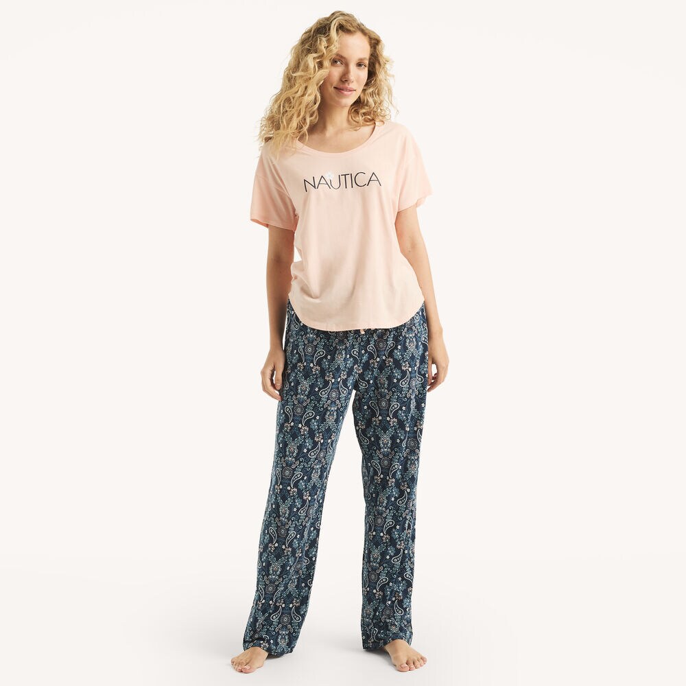 Printed Pajama Pant Set,Sapphire/Pitch Yellow,large