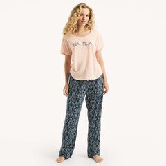 Printed Pajama Pant Set,Sapphire/Pitch Yellow,large