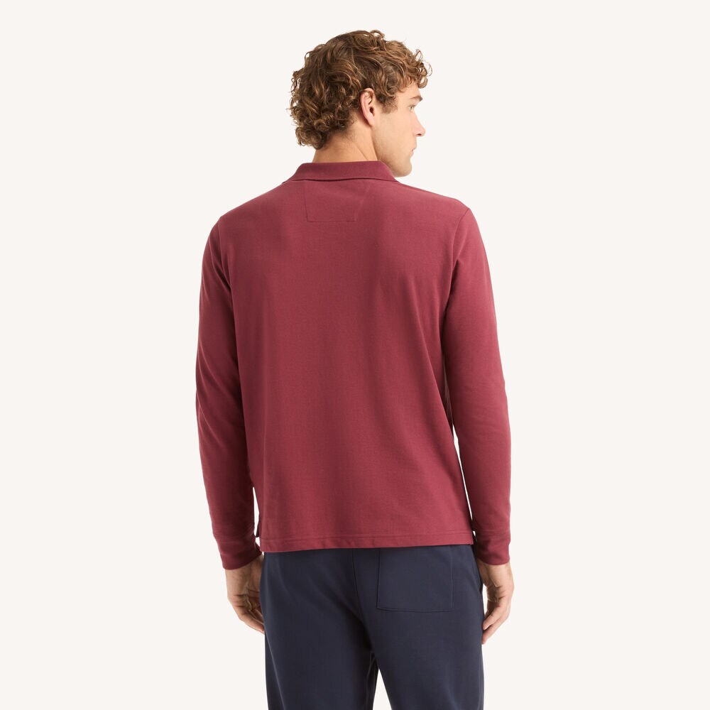 Classic Fit Long-Sleeve Polo,Faded Orange,large