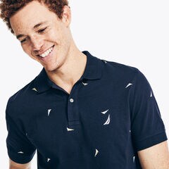 CLASSIC FIT PRINTED POLO,Navy,large