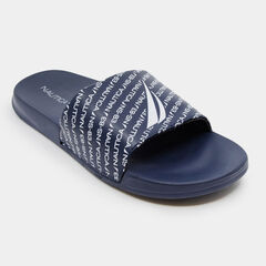 NAUTICA BRAND ICON REPEAT LOGO SLIDE SANDALS,Ice Blue,large