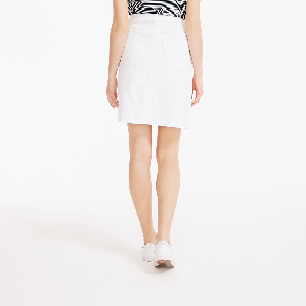 NAUTICA JEANS CO. BELTED STRETCH-DENIM SKIRT,Shell,large