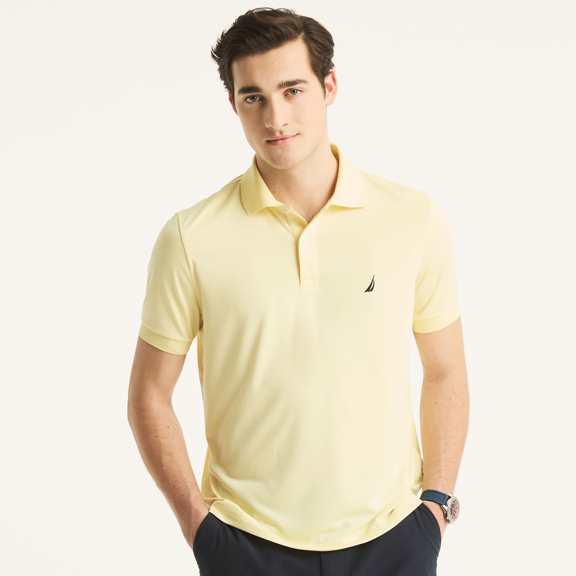 NAVTECH CLASSIC FIT PERFORMANCE POLO,Soft Yellow,large