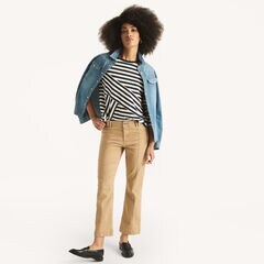 Pieced Striped Top,Navy,large