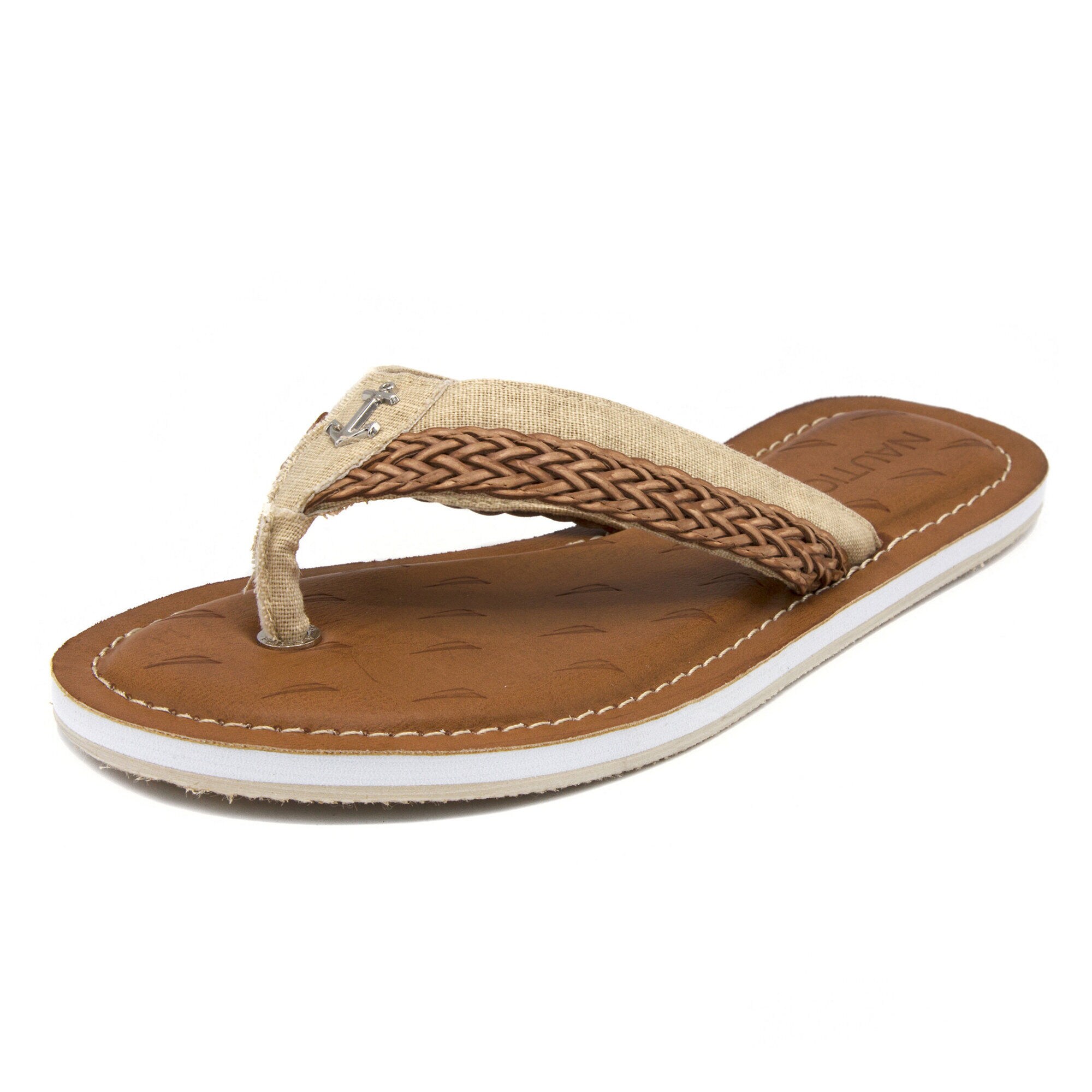 Gulf Breeze Braided Flip Flops,Khaki Beach,large