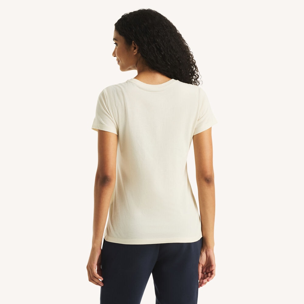 Foil Floral Logo Graphic T-Shirt,Natural,large