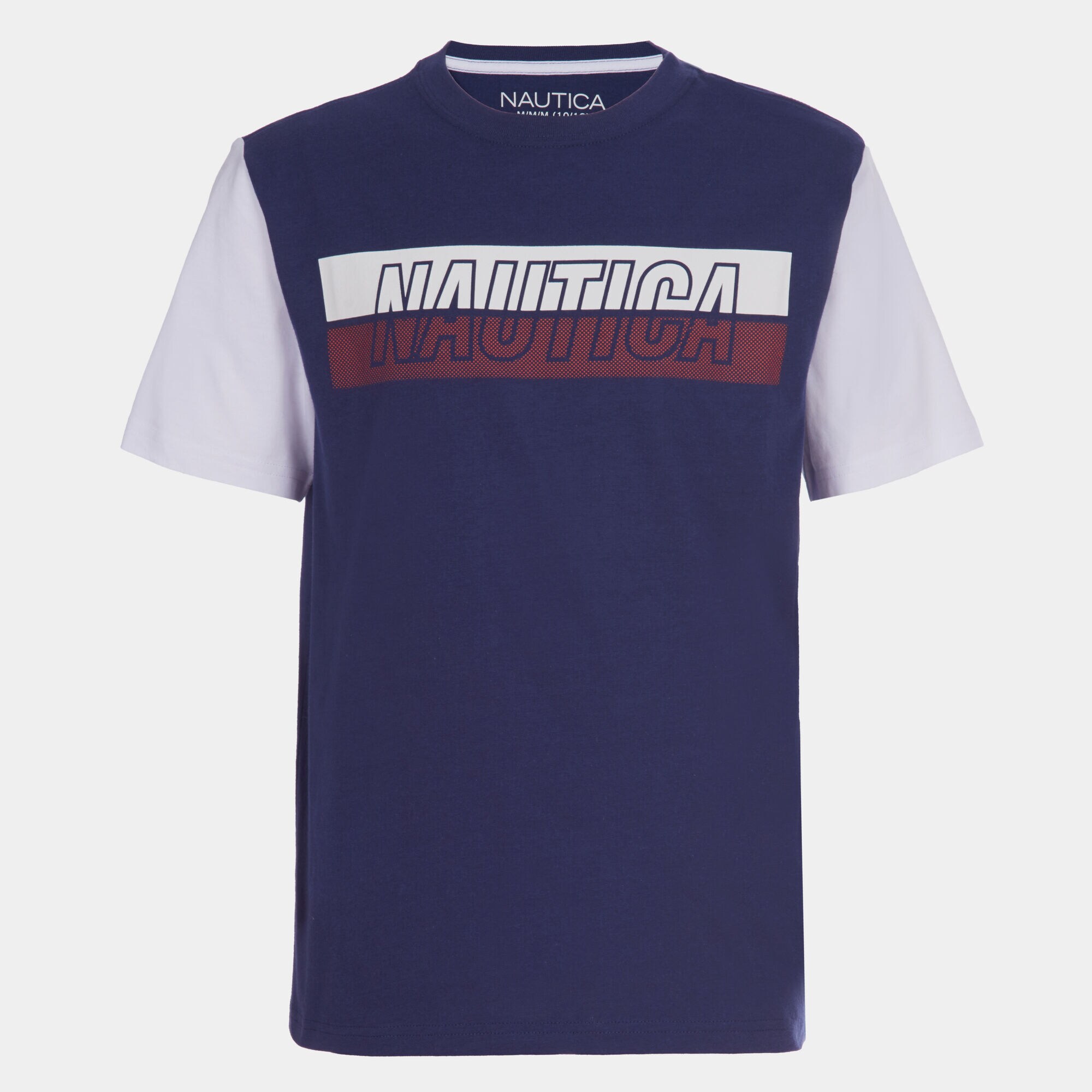 BOYS' COLORBLOCK SLEEVE GRAPHIC T-SHIRT (8-20),J Navy,large