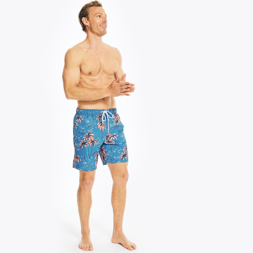 SUSTAINABLY CRAFTED 8" TROPICAL PRINT SWIM,True Navy,large