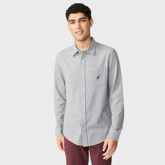 CLASSIC FIT SOLID SHIRT,Stone Grey Heather,large