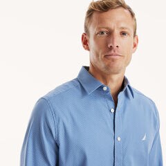 Classic Fit Wrinkle-Resistant Dobby Shirt,Dock Blue,large