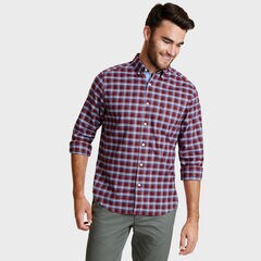 Oxford Multi-Plaid Long Sleeve Classic Fit Shirt,Zinfandel,large