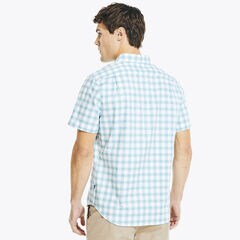 BIG & TALL PLAID SHORT-SLEEVE OXFORD SHIRT,Spearmint,large