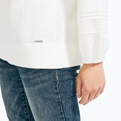 POINTELLE-KNIT BOAT NECK SWEATER,Marshmallow,large