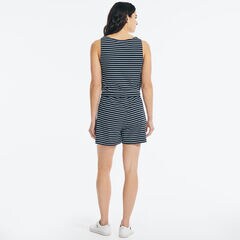 STRIPED V-NECK ROMPER,Stellar Blue Heather,large