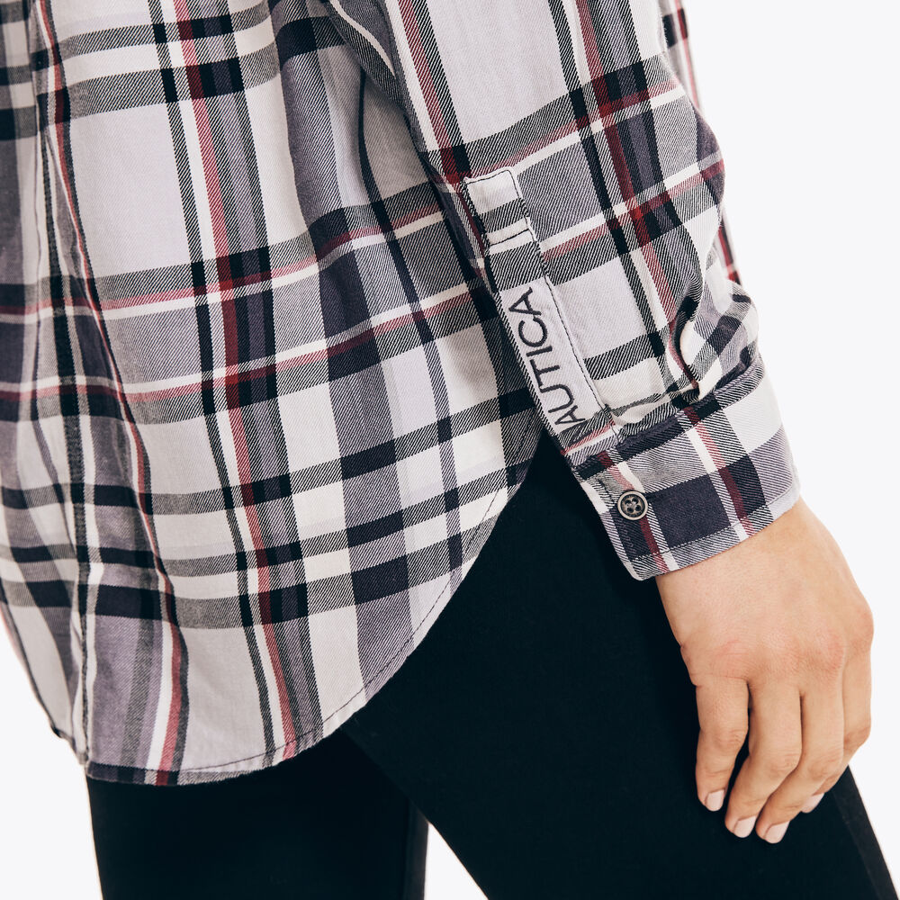 PLAID FLANNEL BUTTON-DOWN SHIRT,Seal Grey,large