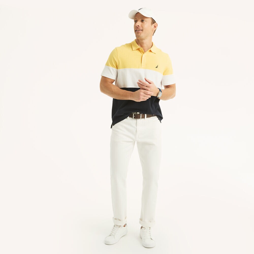 Classic Fit Colorblock Polo,French Vanilla,large