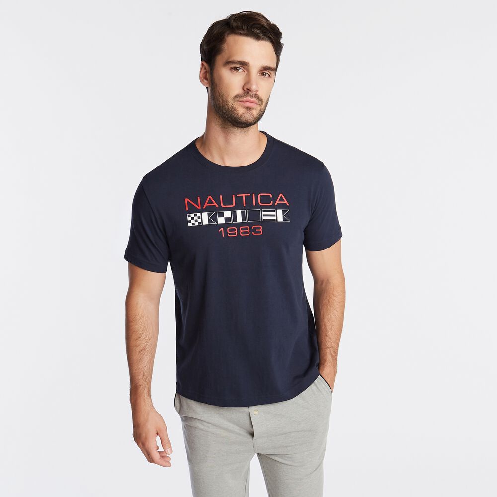 Signal Flag Short Sleeve Tee,Navy,large