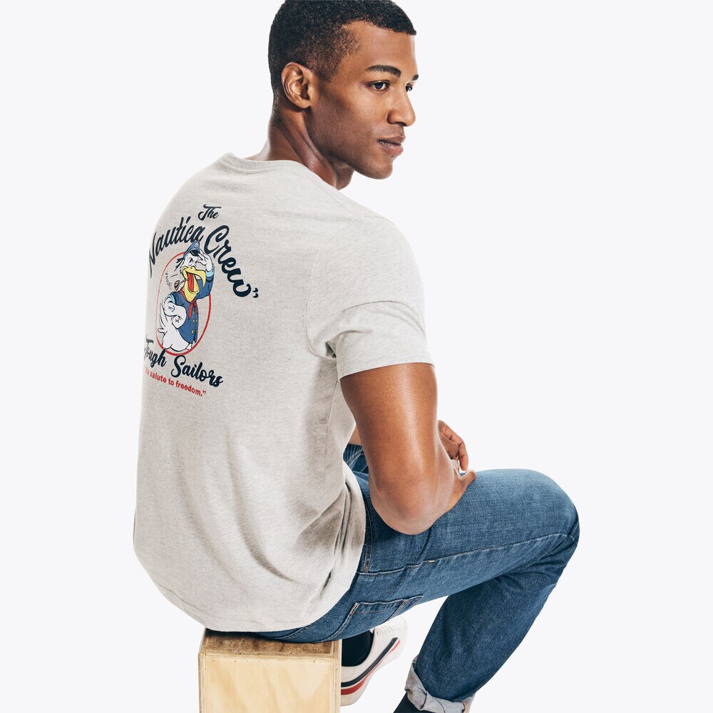 NAUTICA CREW GRAPHIC T-SHIRT,Grey Heather,large