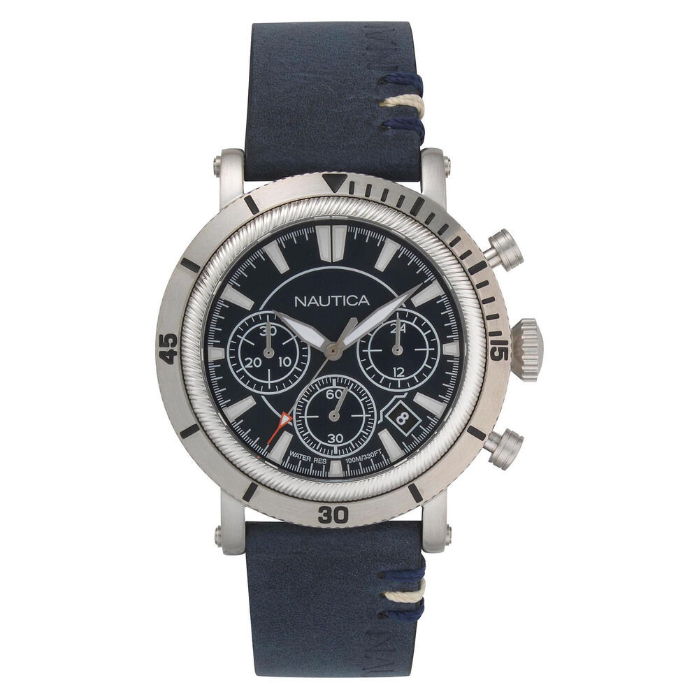 Fairmont Chronograph Watch with Leather Band,Multi,large