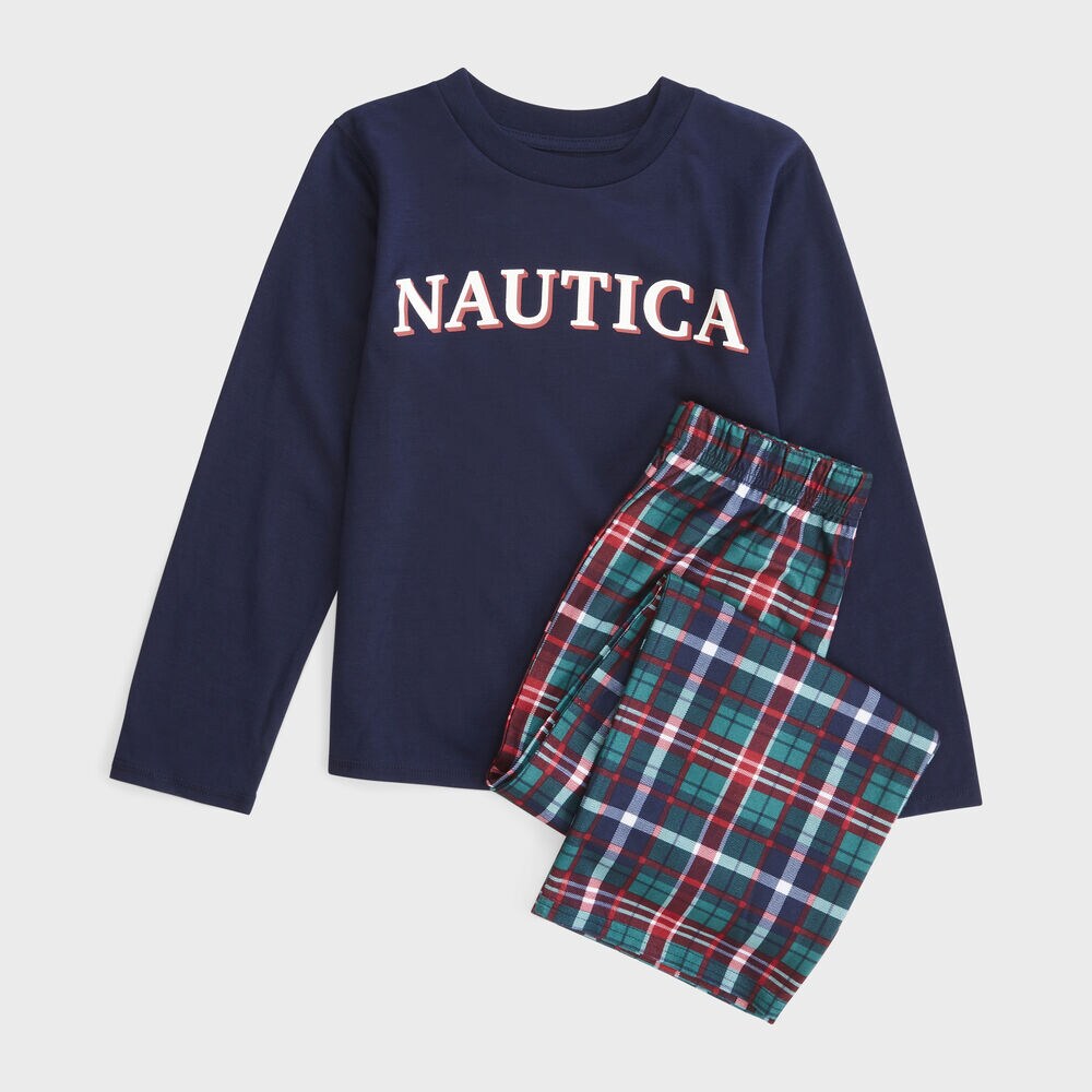 KIDS' PLAID FAMILY PAJAMA SET,Green Apple,large
