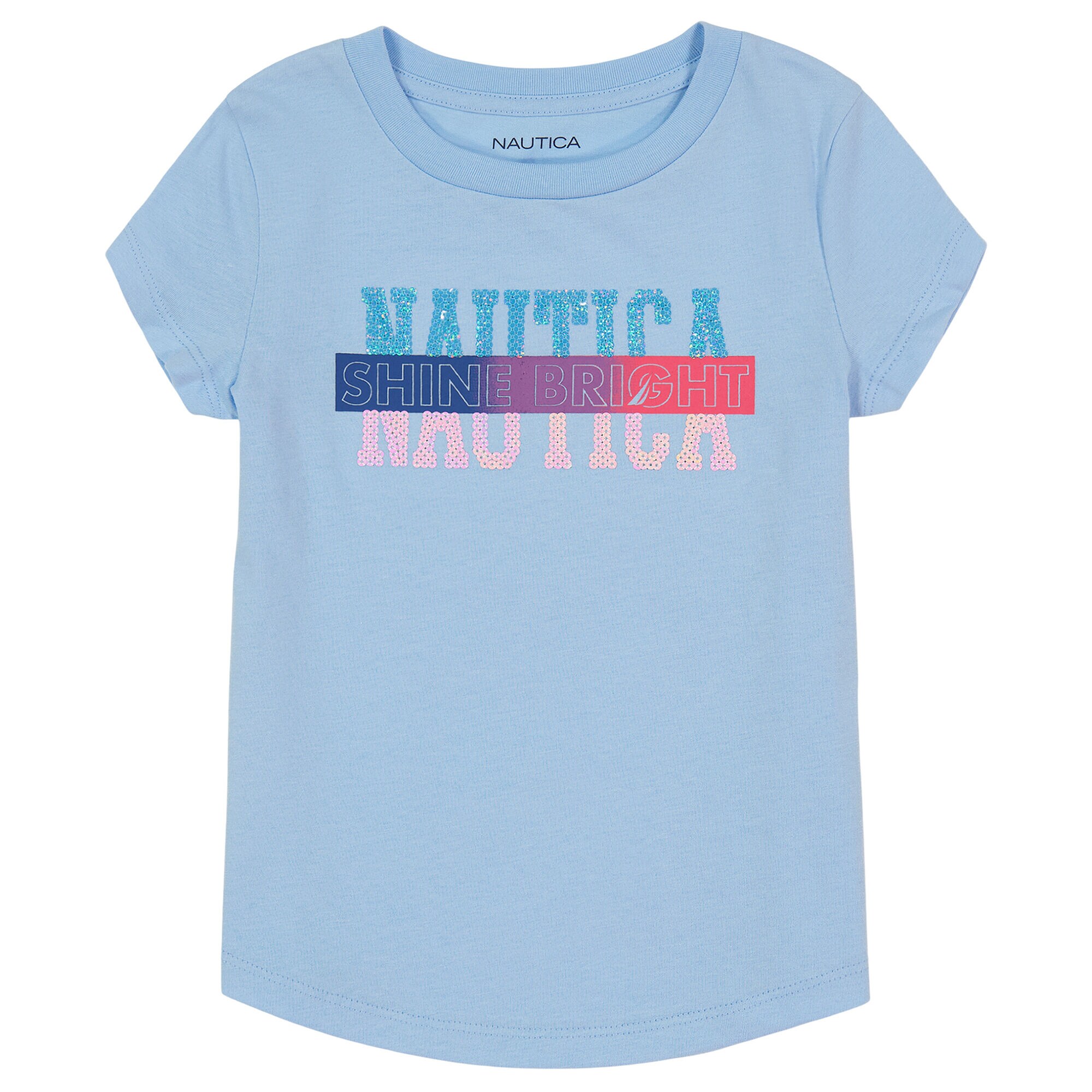 Toddler Girls' Shine Bright Glitter Graphic T-Shirt (2T-4T),Alaskan Blue,large