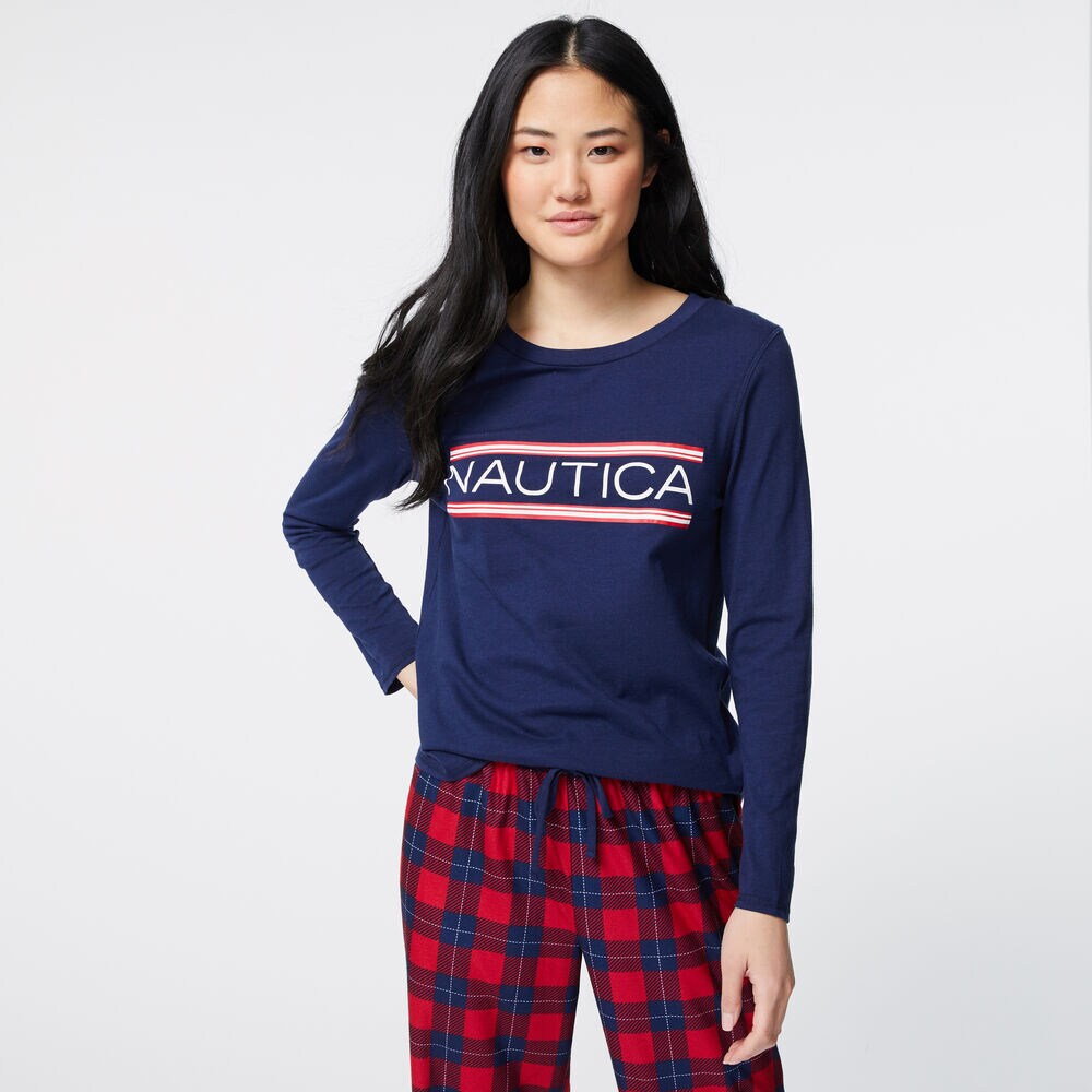 WOMEN'S PLAID FAMILY PAJAMA SET,Lure Red,large