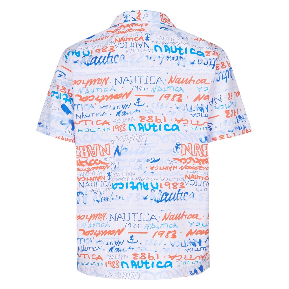 BOYS' MARCELO ALL OVER PRINTED SHORT SLEEVE WOVEN SHIRT (8-20),Livng Coral,large