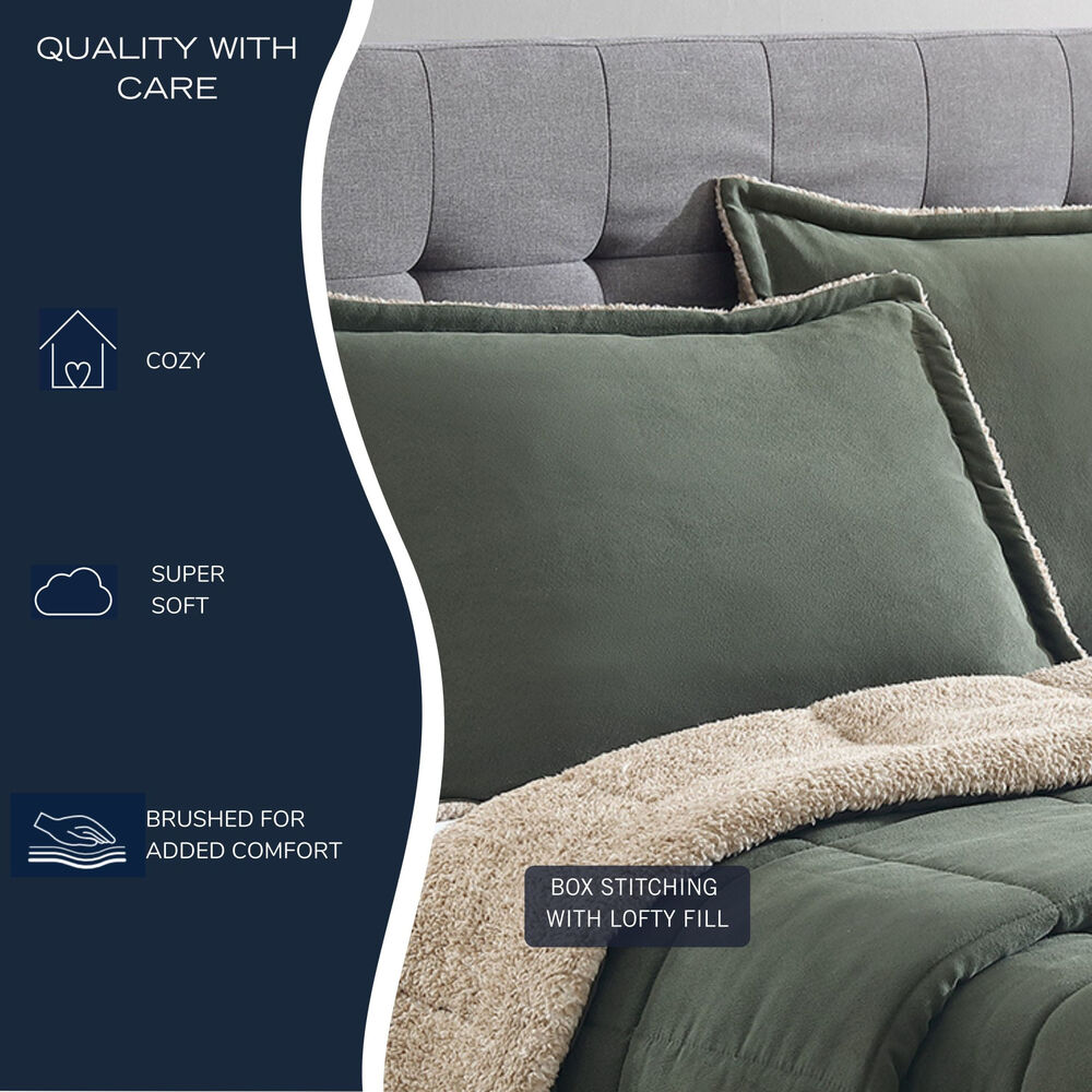 Beckett Green Full/Queen Reversible Comforter & Sham Set,Dark Hunter,large
