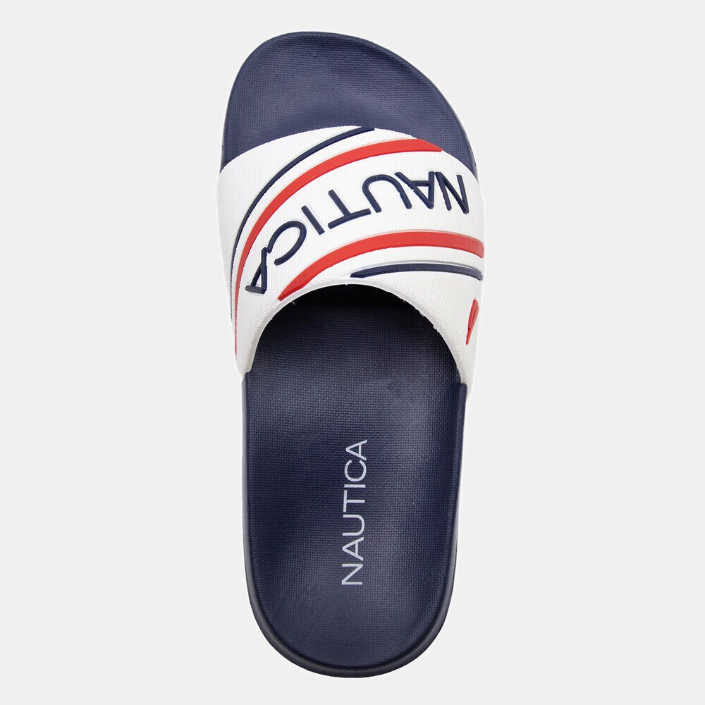 BOY'S LOGO SLIDE SANDAL,Antique White Wash,large