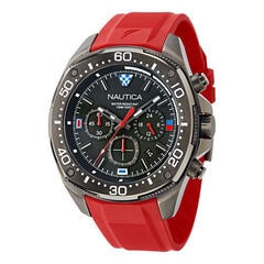 NCT Blue Sail Chronograph Silicone Watch,Nautica Red/Orange,large