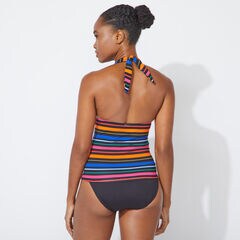 STRIPED HALTERNECK TANKINI,True Black,large