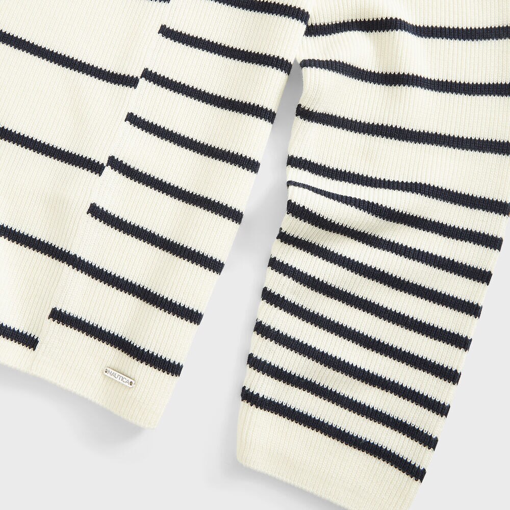 SUSTAINABLY CRAFTED STRIPED KNIT SWEATER,Marshmallow,large